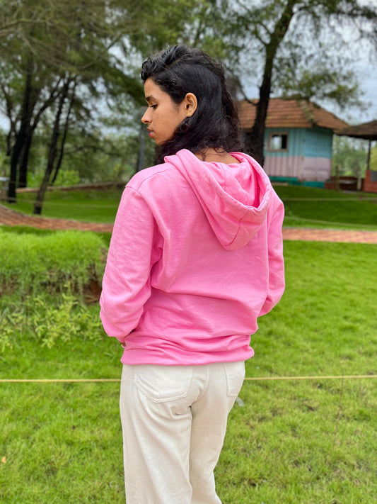 Love yourself embroidery pink hoodie