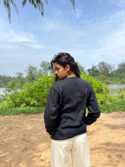 Black colour Red cherry embroidery sweatshirt