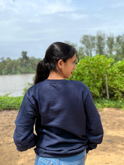 Navy colour Red cherry embroidery sweatshirt